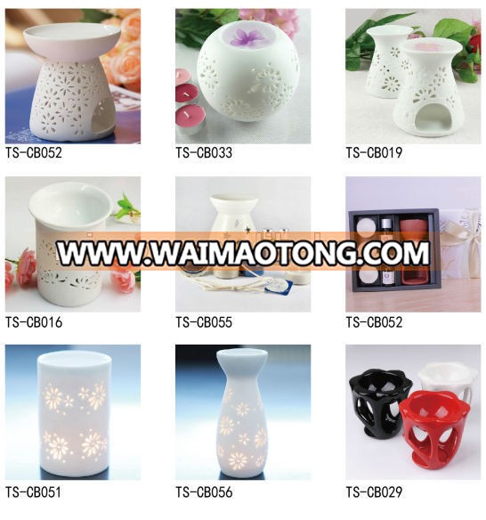 Tart warmer ceramic aromatherapy fragrance waste wax oil burner with wooden frame