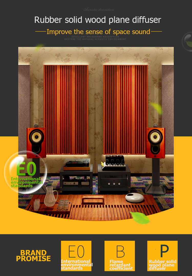 Acoustic panel sound diffusion board rubber solid wood plane diffuser