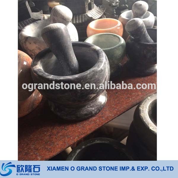 Natural Granite Mortar with Pestle Large Engraved Mortar and Pestle