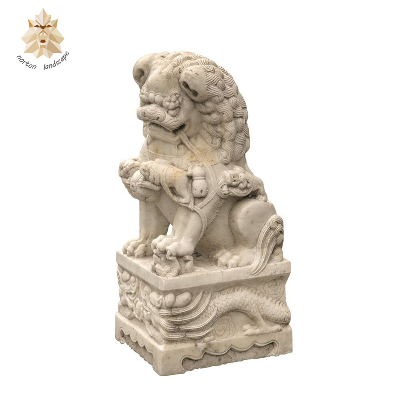 2018 natural made hand carved Chinese stone marble foo dogs sculpture NTMA-053Y