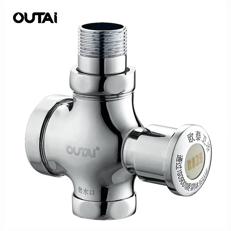 Good quality anti-siphon push button water saving men's flush brass urinal toilet valve