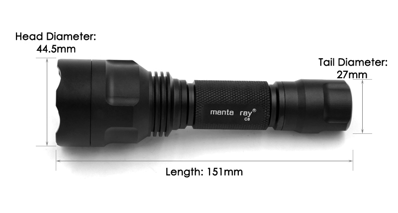 Manta ray C8 10x7135 XM-L2 U3 8mode led rechargeable flashlight