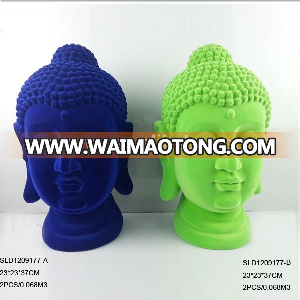 Handmade religious craft polyresin flocked buddha head