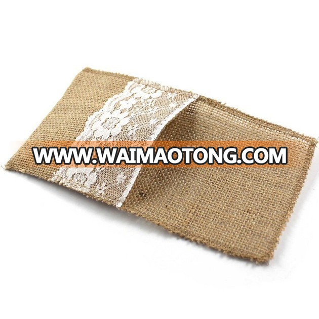 burlap hessian lace cutlery bags indoor wedding decoration wedding table centerpieces