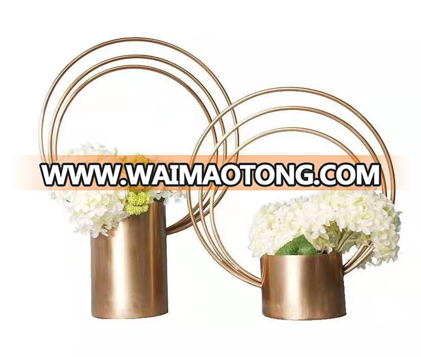 A0016 metal floral organ round flower vase for table decoration