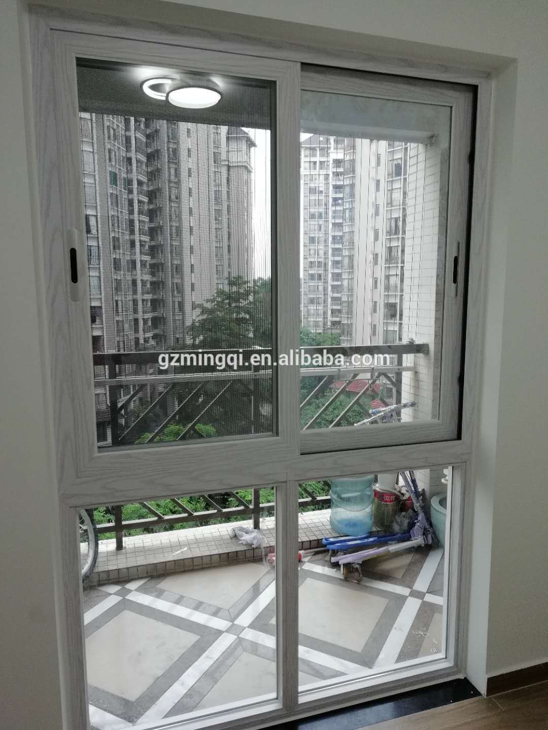 White sliding window grill design aluminium frame sliding glass window