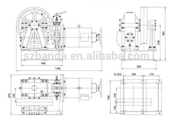 VVVF Elevator Geared Traction Machine BD-YJ220, Lift Motor