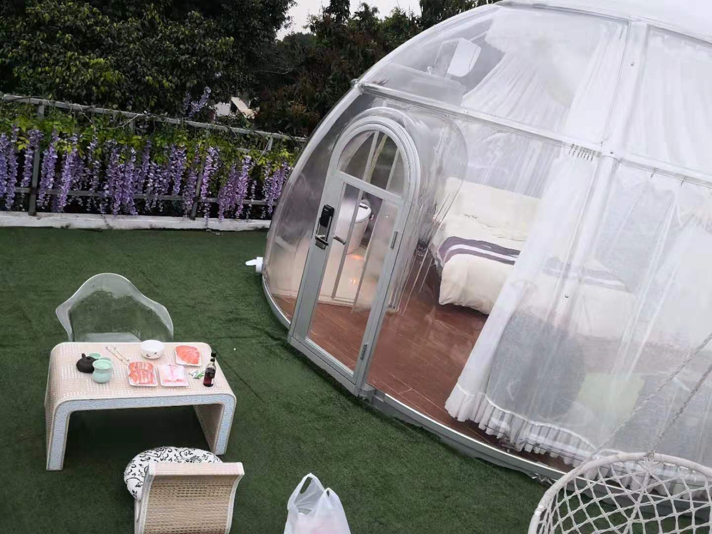 Safety Outside Glamping House Tent 2m-8m diameter Clear Dome House