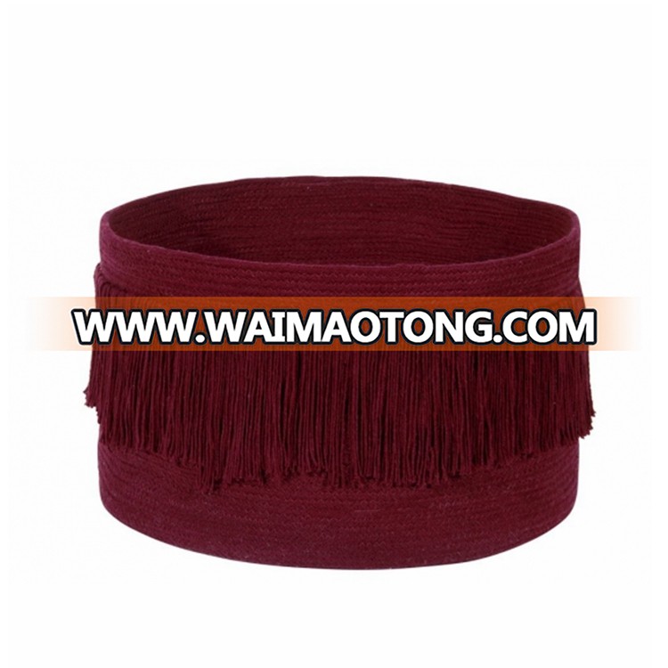 Quality Chinese Products Red Rope Basket With Fringe