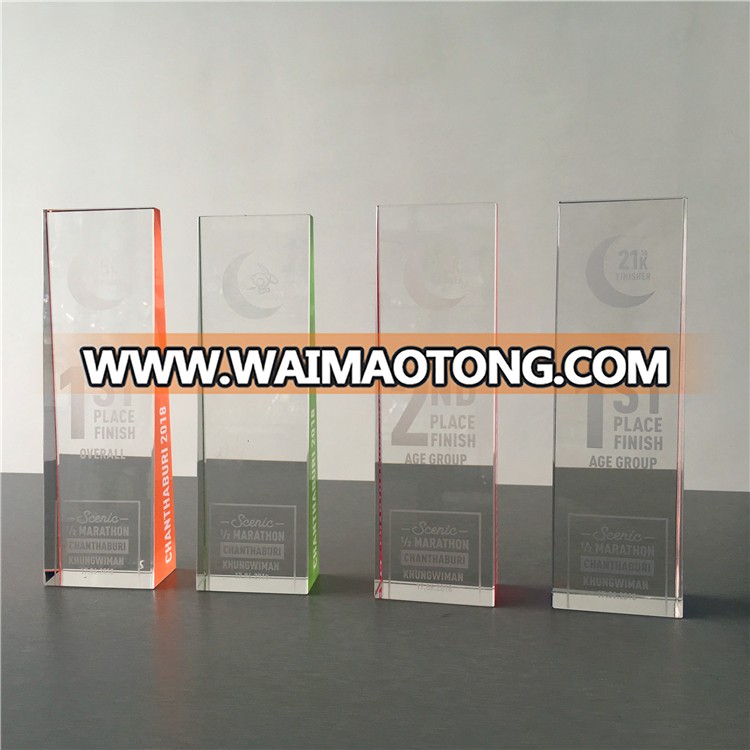 marathon crystal trophy award With custom words engraved for souvenir gift