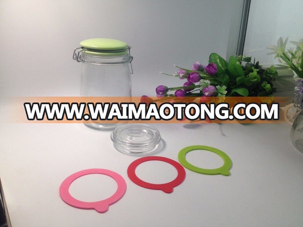 Wholesale weck style glass jar with clip , various glass storage jar with metal clip and silicon seal