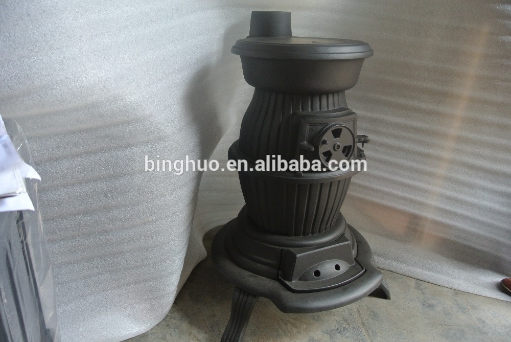 pot belly stove, round cast iron stove , wood and coal fuel stove