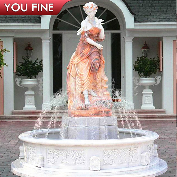 Hand Carved Garden Water Marble Lady Water Fountain