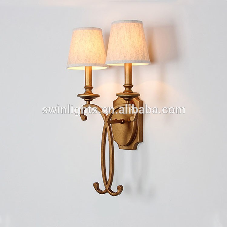 Classic antique gold iron wall light wall sconce for hotel designs W6086-2