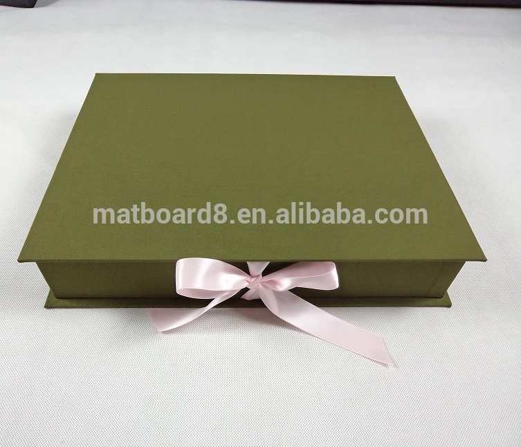 wood material linen cover photo album presentation box for wedding album