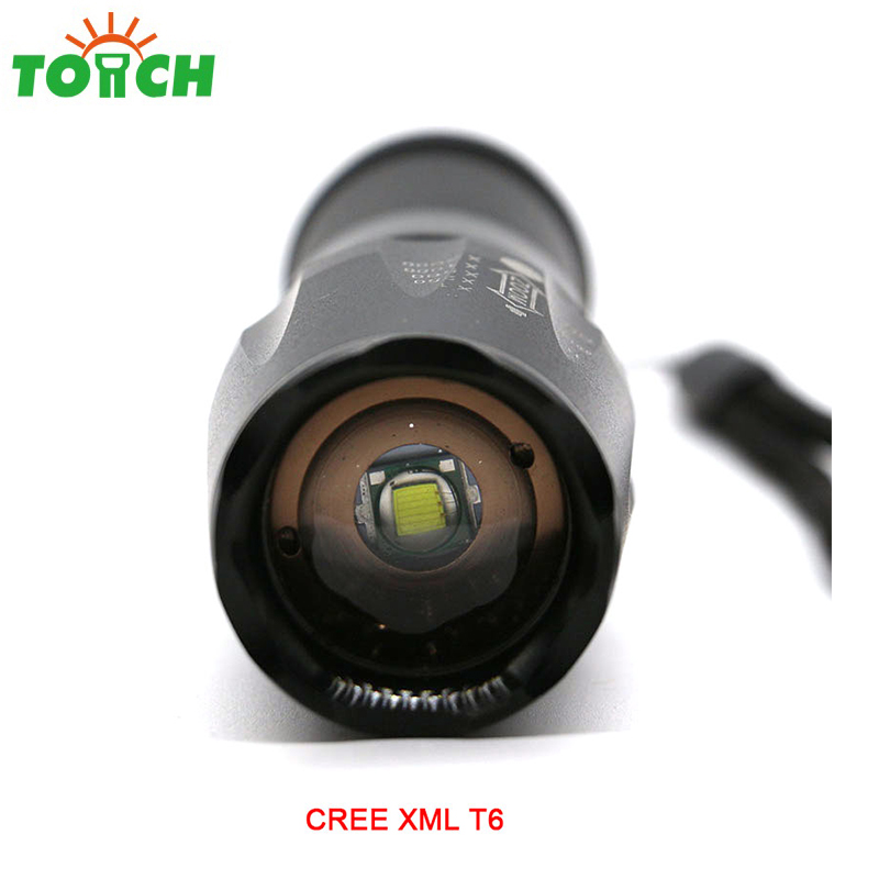 High brightness rechargeable kit led flashlight waterproof zoom focus led handheld torch for 26650 18650 AAA battery