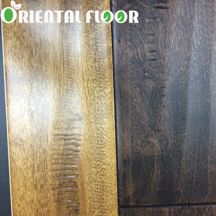 Handscraped solid birch wood flooring