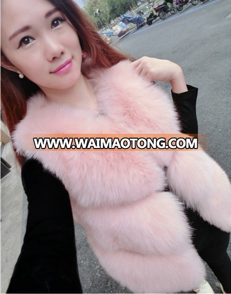 Best selling women fur vest fox pattern