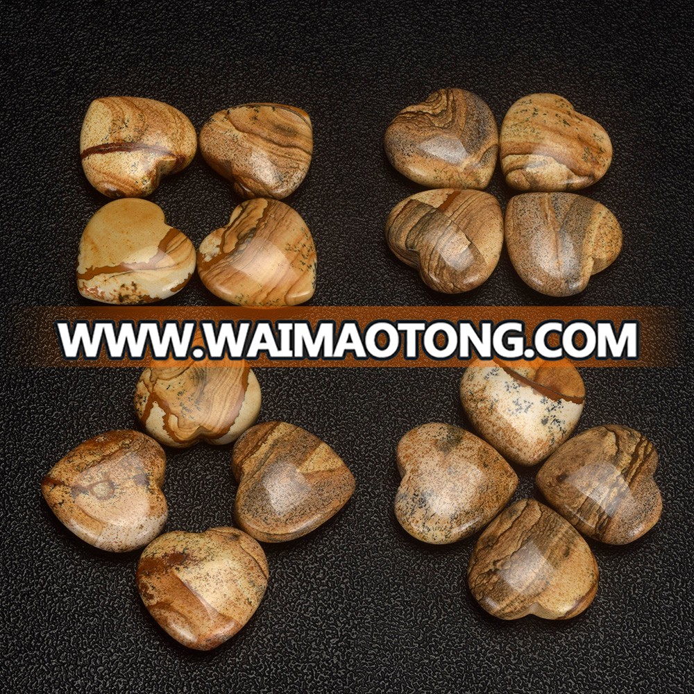 Gemstone Hearts natural picture jasper stone hearts for lovers gifts