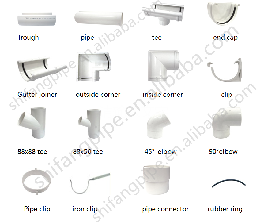 plastic pvc half round gutter Shifang pipe direct factory price