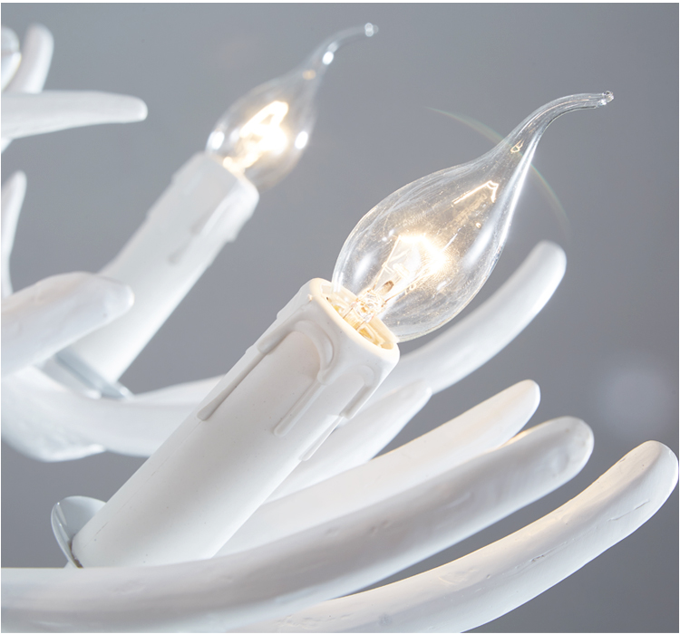 Living High Quality Natural Resin E14 Socket White Antler Chandelier