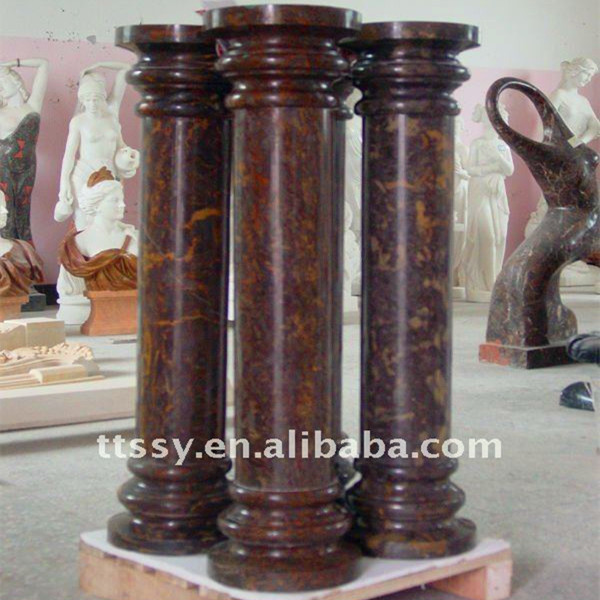 Honed red stone roman pillar for sale