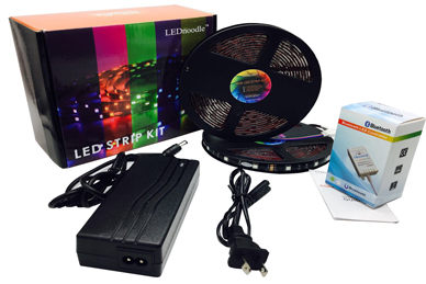 Color changing Led strip kit: 5m/roll 10m/set 5050 RGB strip +12V 5A Power adapter+Bluetooth LED Controller + Colorful Box