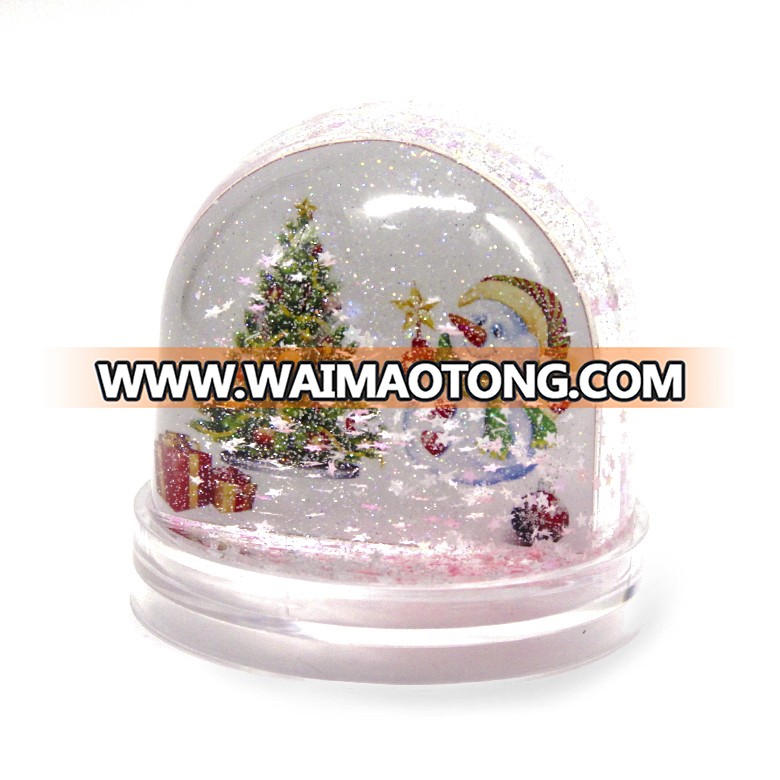 Cheap Christmas water globe acrylic plastic snow globe photo frame