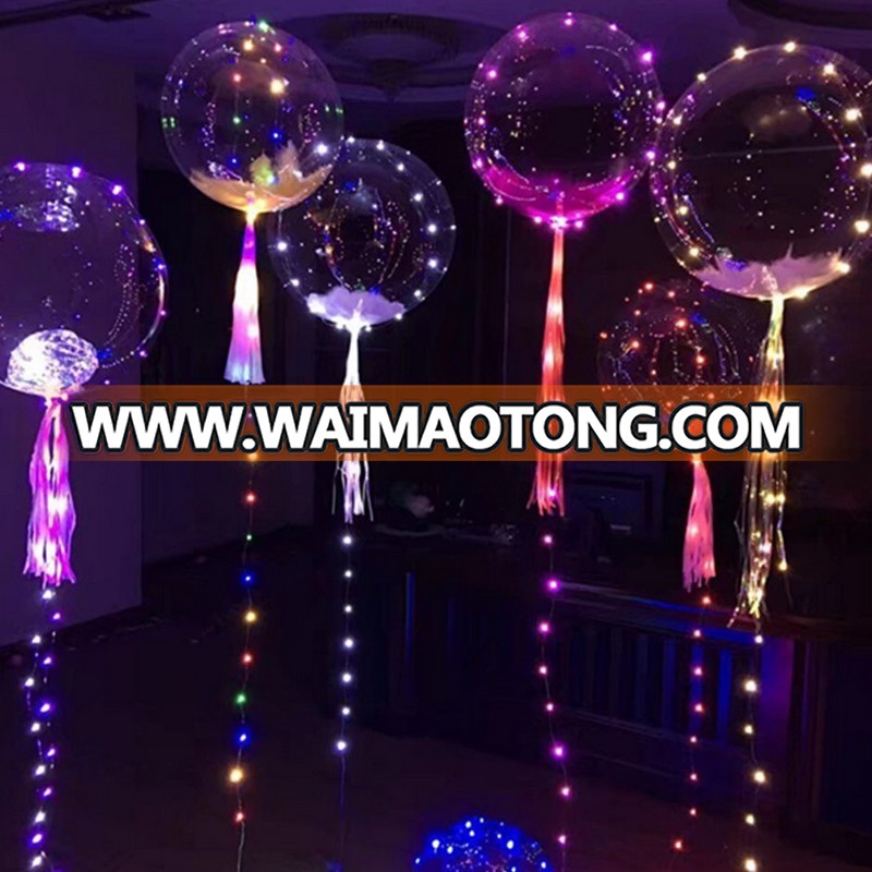 18inch Clear LED Helium Bobo Balloons with Copper LED Light Bar, String Light Creative Balloon for Birthday Wedding Christmas