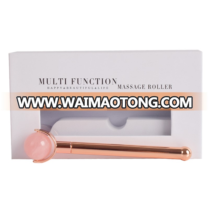 2019 amazon top seller mixed Crystal & rose quartz roller set, jade roller for face with chocolate handle