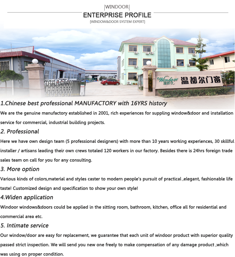 china manufactory 16 years window and door exporter Qingdao Windoor Window&Door for projects