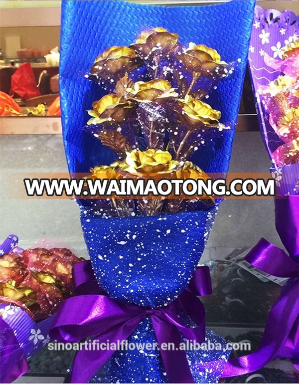 Wholesale Magic artificial flower 24K gold rose for Valentines gift