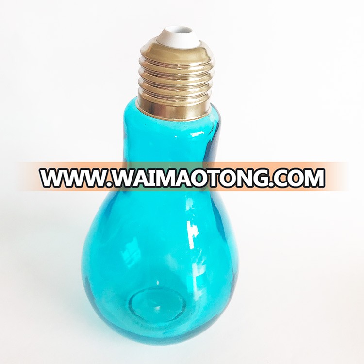 Bulb shaped juice colored glass bottle with screw cap