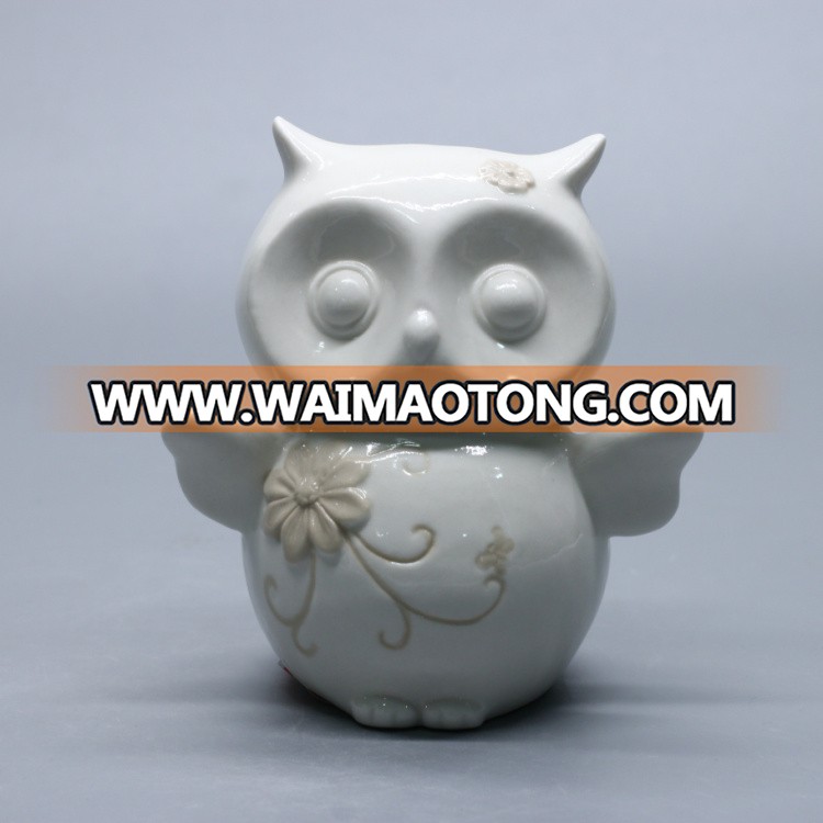 Home decoration cute owl chinese ceramic animal figurines