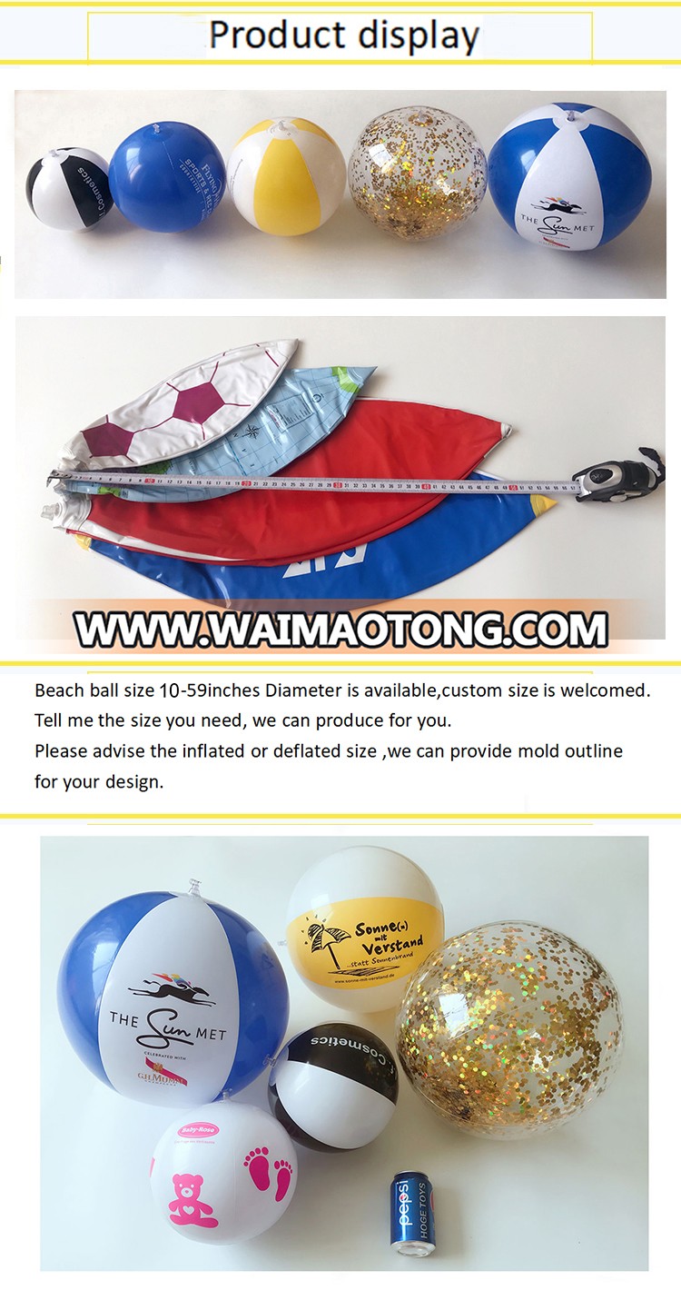 Wholesale 16inch inflatable logo custom beach ball pvc toy ball for promotion