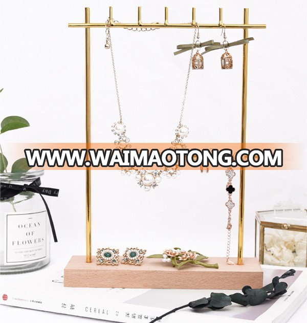 Wood Metal Jewelry Shop Display Tree Necklace Stand, Earring Holders