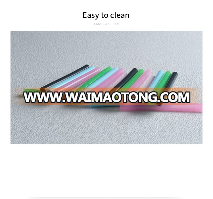 Silicone Straws straight bend reusable straws with 1 cleaning brush for Juice milk tea