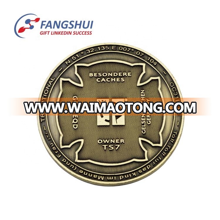 Souvenir dealers promotional zinc alloy metal copper brass iron metallic 3d die casting old gold antique coin