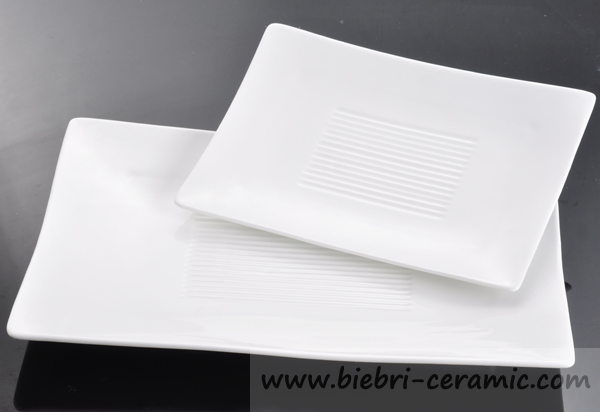 White Glossy Color Hotel Restaurant Rectangular Dinner Service Plates Dishes