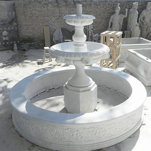 Garden decoration large outdoor travertine fountain with lions