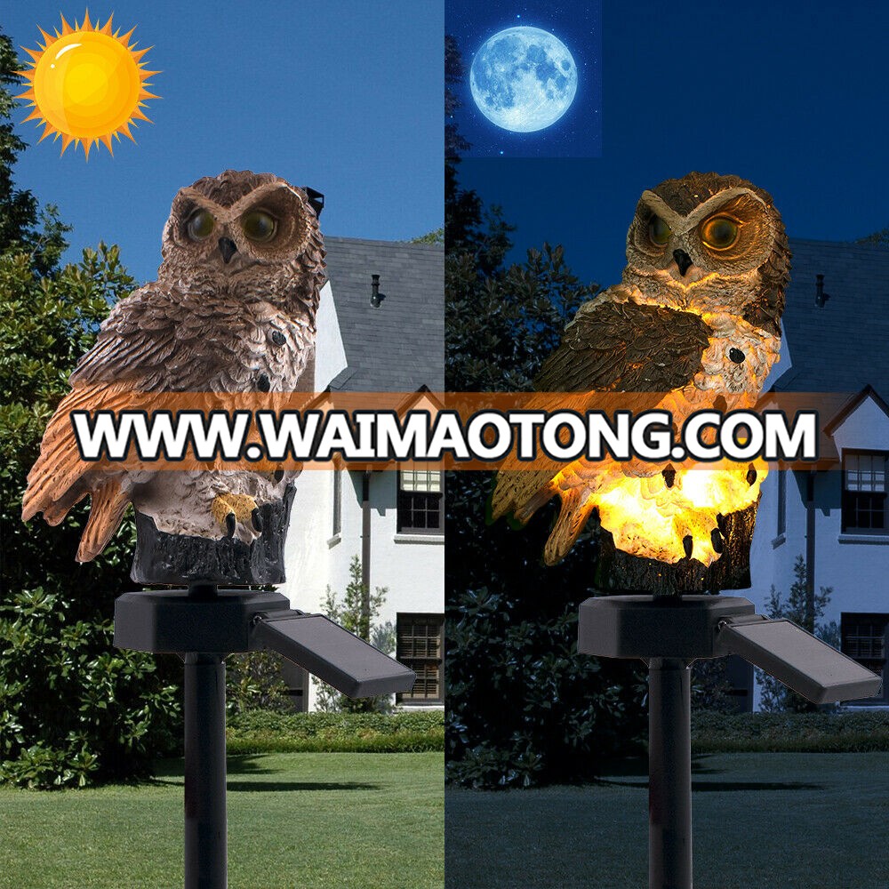 Outdoor Garden Solar Powered Resin Owl Ornament Decorative LED Light Lawn Lamp