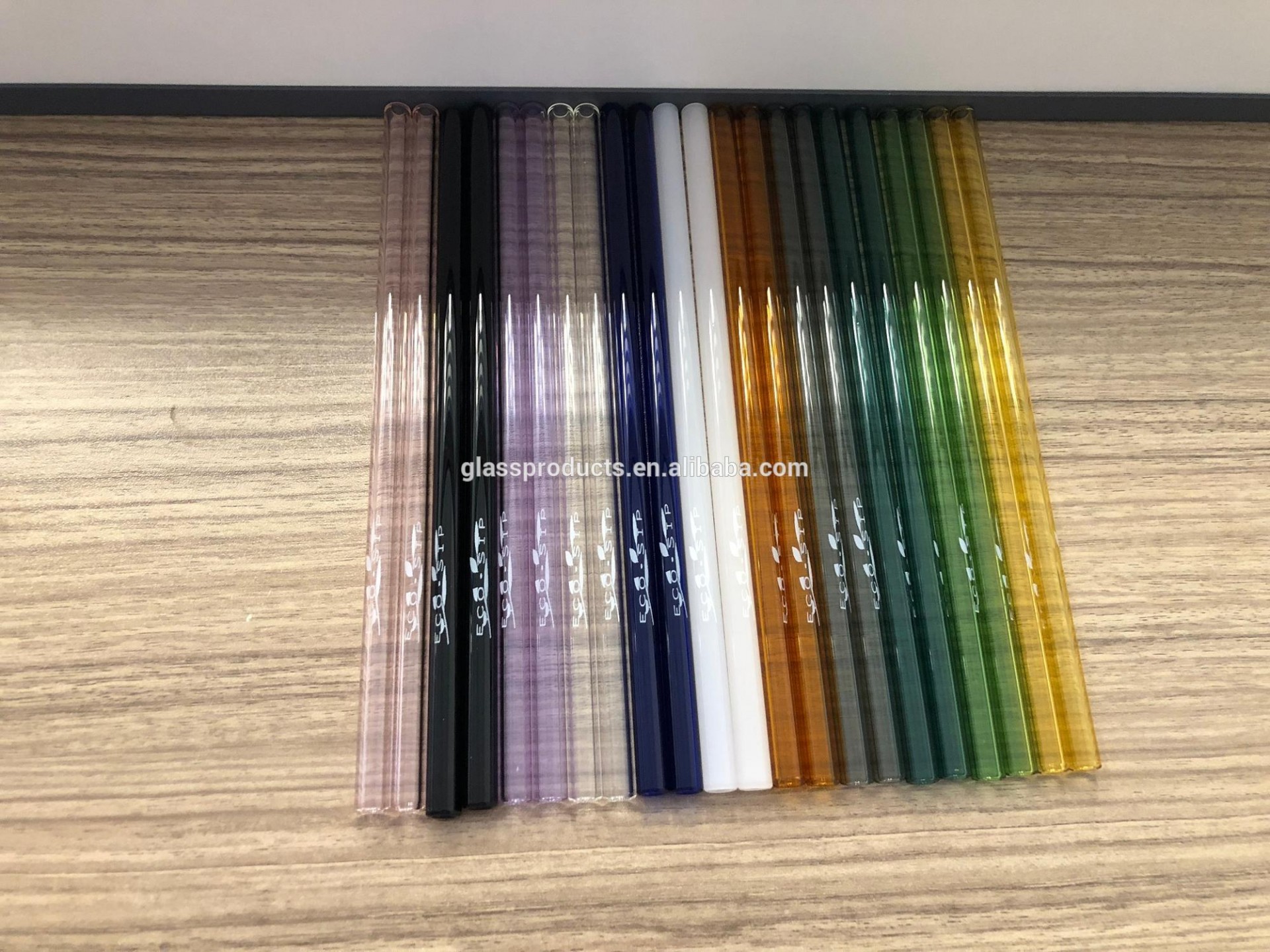 Diameter 8mm Clear Straight Glass Drinking Straws With Colored Swirls