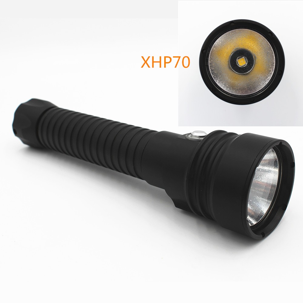 Magnetic press switch 4000 lumen XHP70 rechargeable dive cree flashlight with 26650 lithium battery