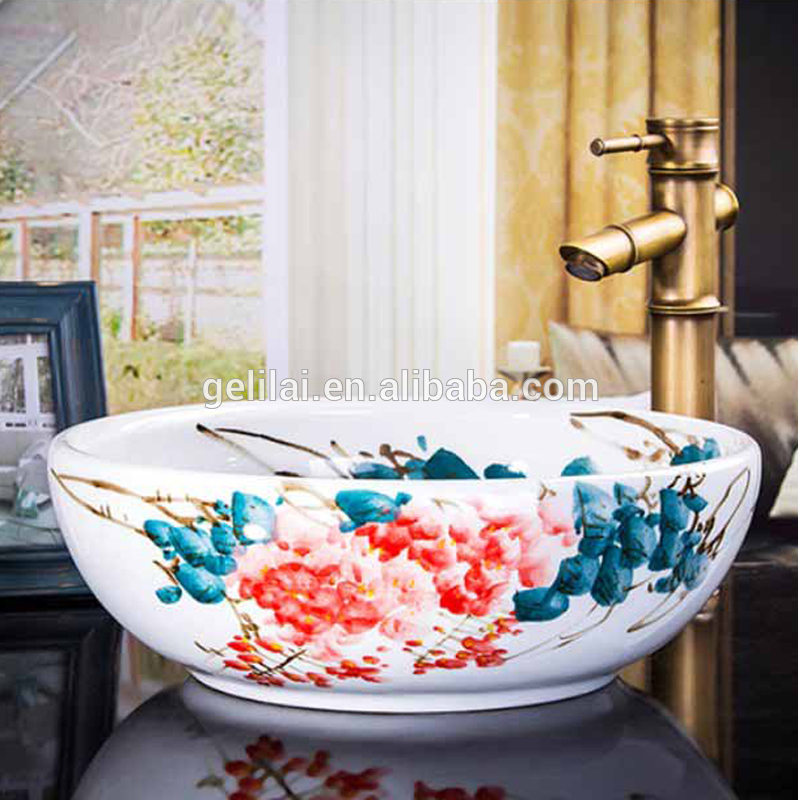 Latest style bathroom shampoo sink round shape with color basin