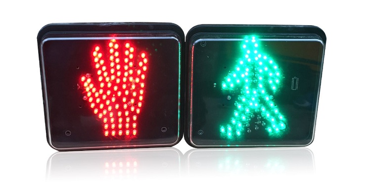 8"square static green pedestrian traffic signal light