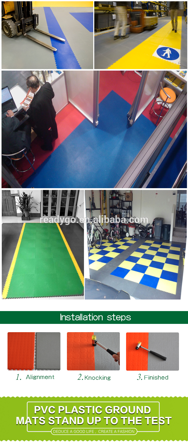 Heavy duty   vinyl floor tile pvc floor mat , interlocking garage floor tiles  use for GYM ,workshop ,industry ,warehouse