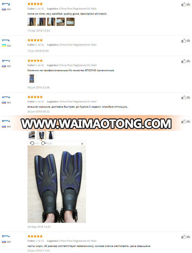 Open Heel Adjustable Strap Long Black Rubber Deep Sea Snorkeling Long Diving Fins