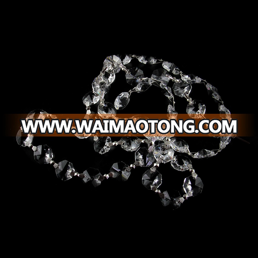 14MM clear octagon beads garland strand with silver butterfly buckles for wedding decoration beautiful hot sales