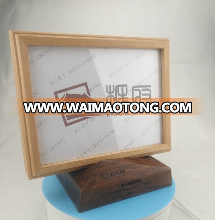 Custom Creative Frame Base Gift Wooden Card Holder Photo Message Folder