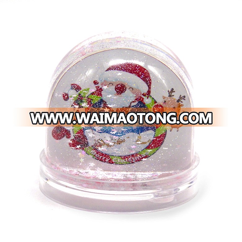 Christmas Santa Clause Glitter Water Ball Plastic Dome DIY Acrylic Photo Insert Water Globe